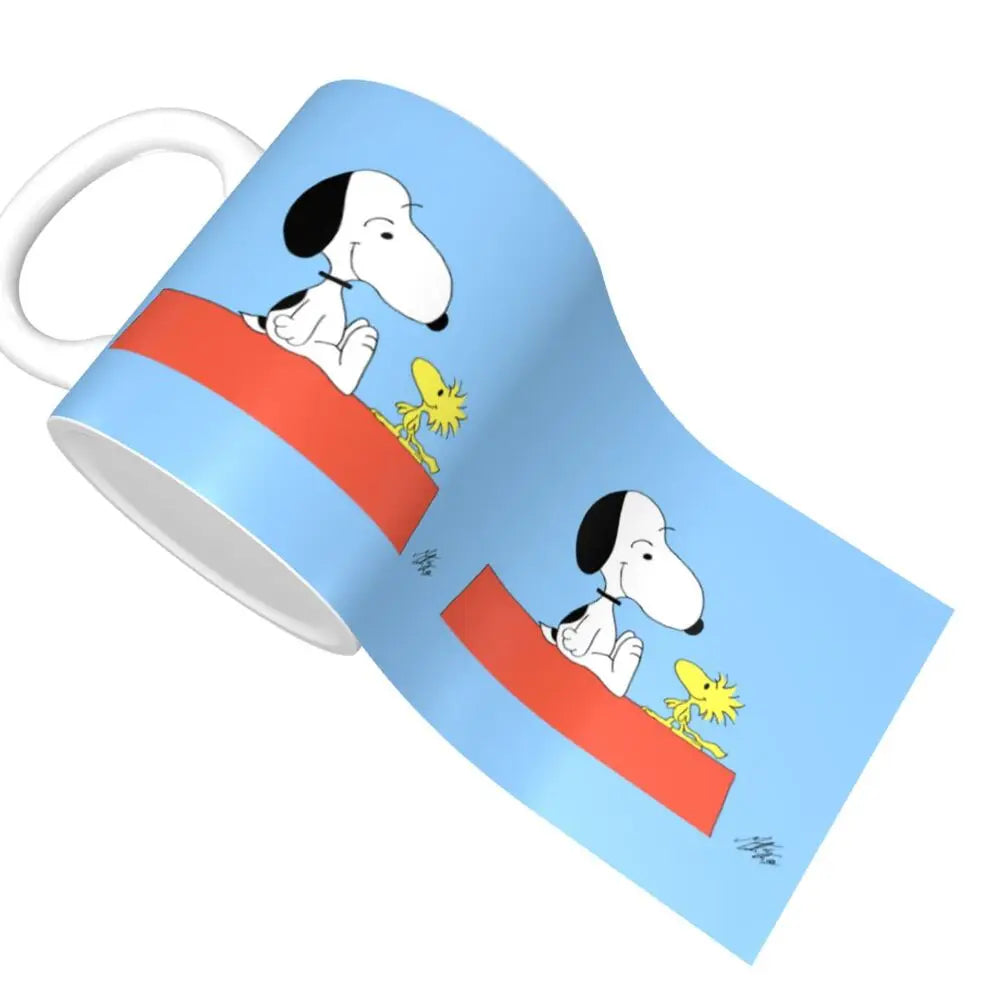 Custom Cartoon Snoopy Woodstock Animation Coffee Mug DIY Ceramic Milk Tea Cups