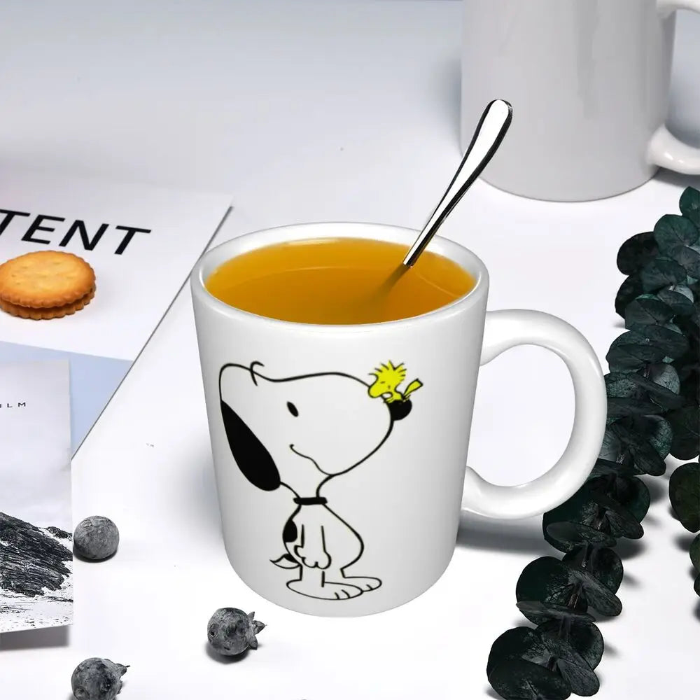 Custom Cartoon Snoopy Woodstock Animation Coffee Mug DIY Ceramic Milk Tea Cups