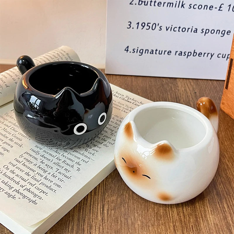 Ceramic Coffee Mug Cat Style Cartoon Cup With Handle Latte Art Water Cup Decoration Smiling Face Bottle for Office Drinking