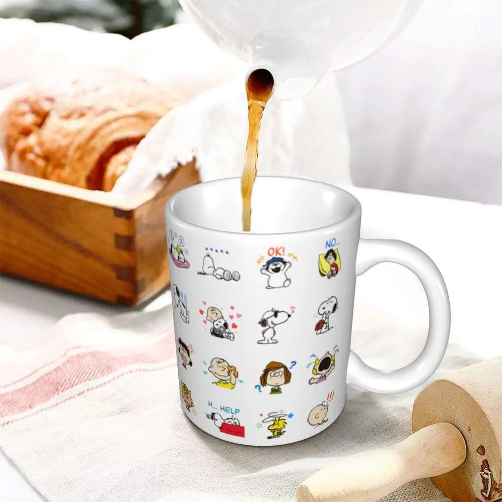 Custom Cartoon Snoopy Woodstock Animation Coffee Mug DIY Ceramic Milk Tea Cups