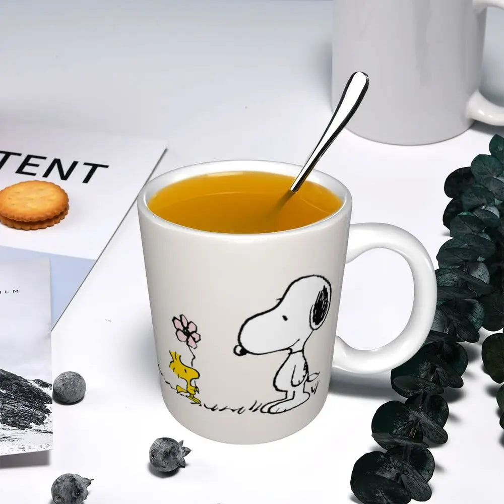 Custom Cartoon Snoopy Woodstock Animation Coffee Mug DIY Ceramic Milk Tea Cups