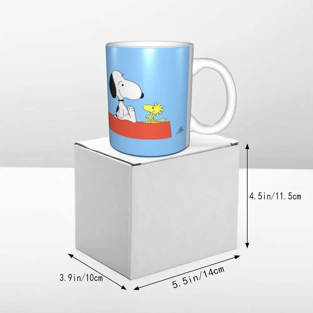 Custom Cartoon Snoopy Woodstock Animation Coffee Mug DIY Ceramic Milk Tea Cups