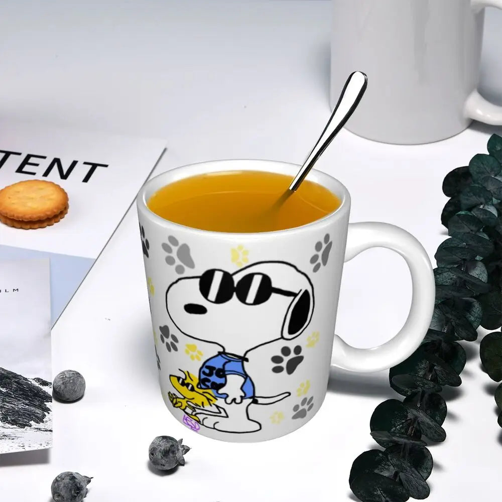 Custom Cartoon Snoopy Woodstock Animation Coffee Mug DIY Ceramic Milk Tea Cups