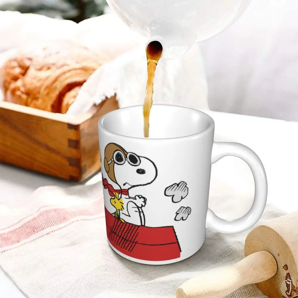 Custom Cartoon Snoopy Woodstock Animation Coffee Mug DIY Ceramic Milk Tea Cups