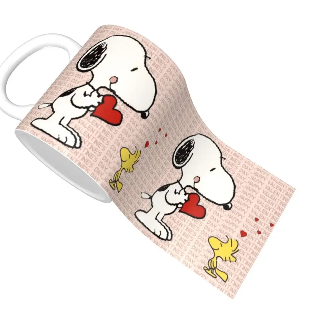 Custom Cartoon Snoopy Woodstock Animation Coffee Mug DIY Ceramic Milk Tea Cups