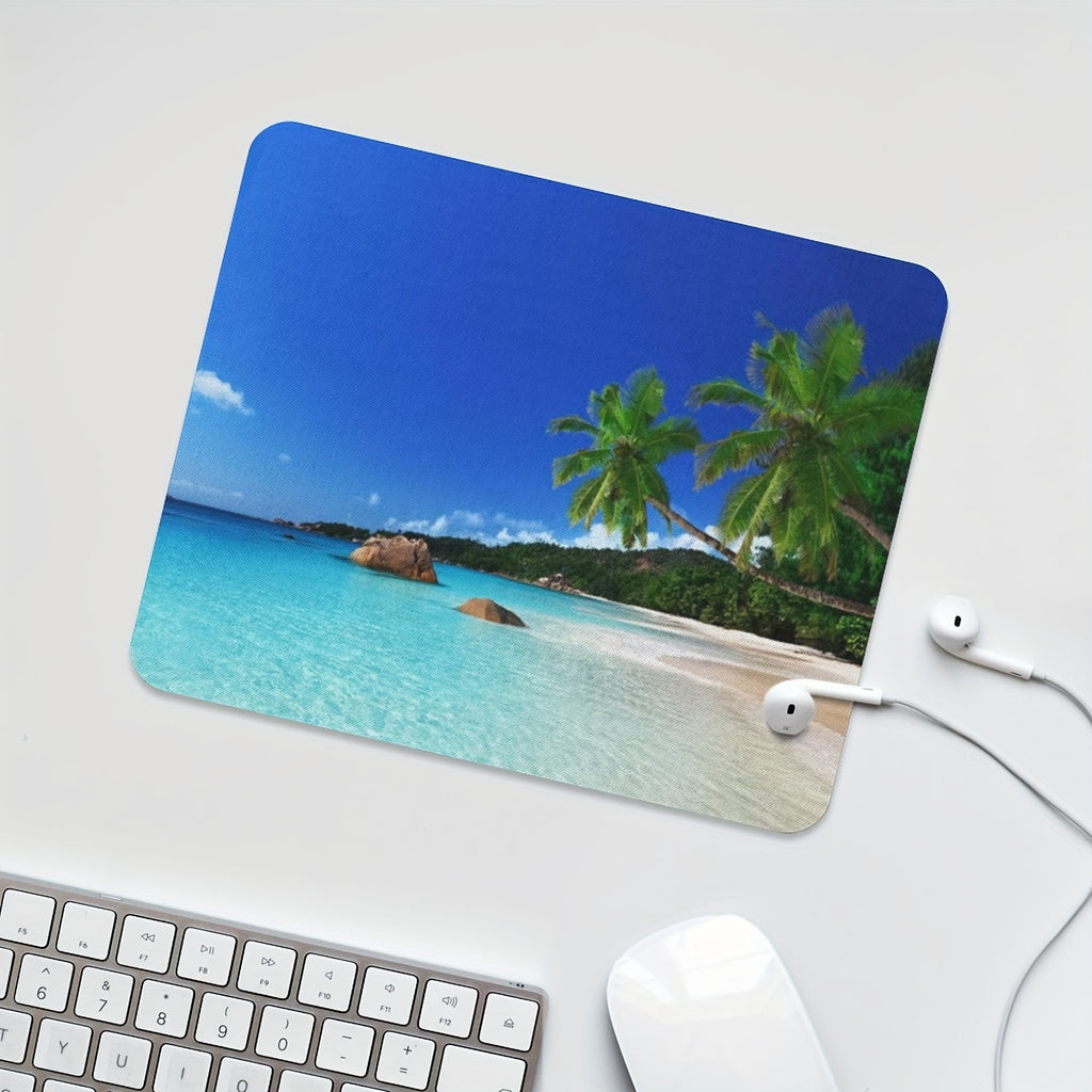 Square Beach Style Mouse Pad Thickened 9.45 * 7.9 Inches 3mm Thick Computer Anti-skid Rubber Mouse Pad